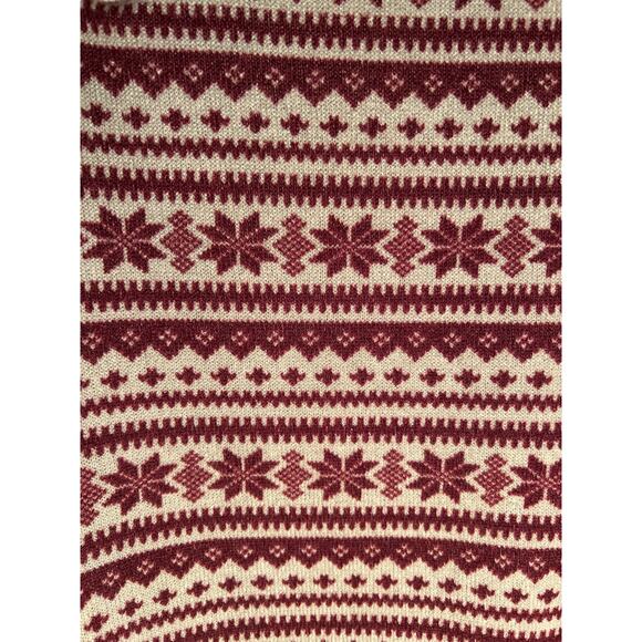 Hopely Boutique Top Maroon & Tan Snowflake Pattern Size Large Oversized NWOT - Picture 3 of 6
